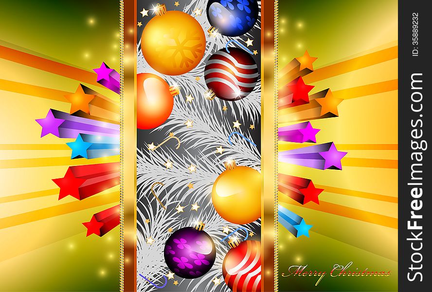 Glossy Merry Christmas with colorful stars shape background. Glossy Merry Christmas with colorful stars shape background