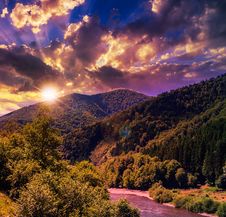 Mountain River Near Forest Royalty Free Stock Photography Mountain River Near Forest Royalty Free Stock Photography