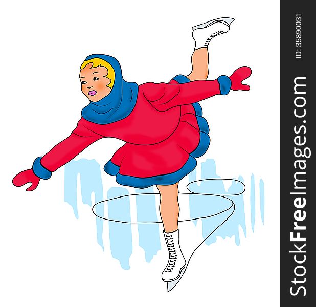 Illustration of a female figure skater. Illustration of a female figure skater.