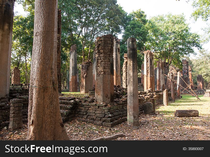 Pillar Ancient temples , Kamphaeng Phet