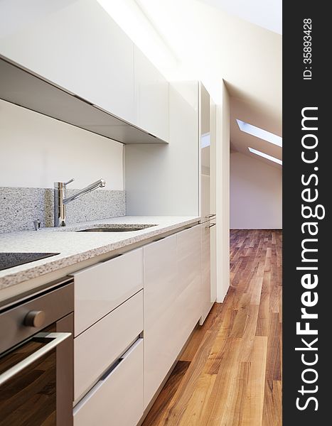 Interior nice loft, domestic kitchen