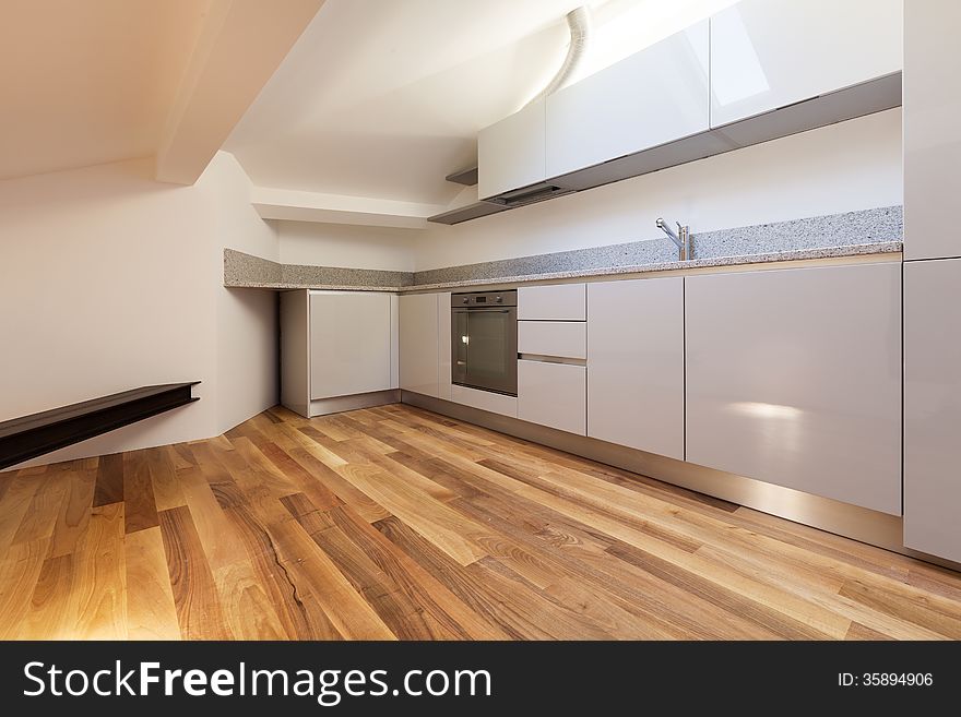 Interior nice loft, domestic kitchen