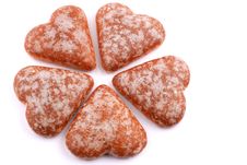 Honey-cakes In The Form Of Hearts Stock Photos Honey-cakes In The Form Of Hearts Stock Photos