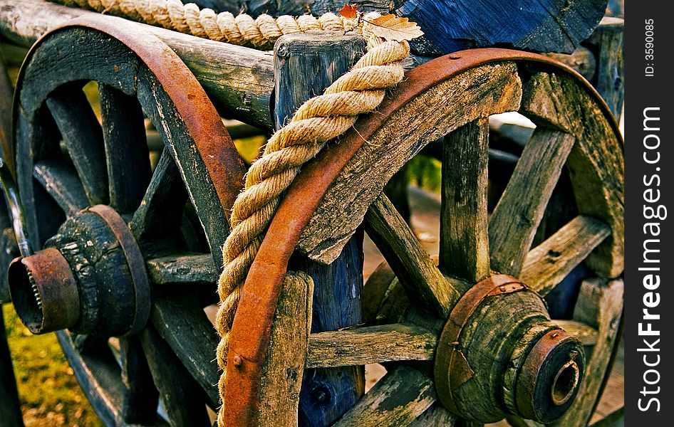 Old wooden wheels in east Turkey village