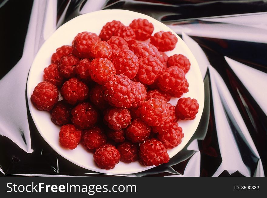 Raspberry on a black background