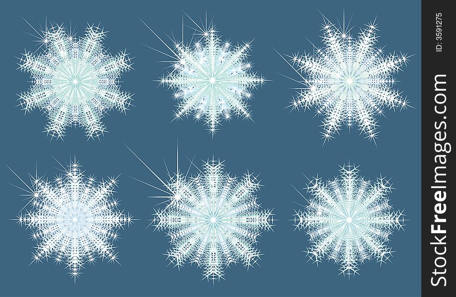 High detailed vector snowflakes created by using blending