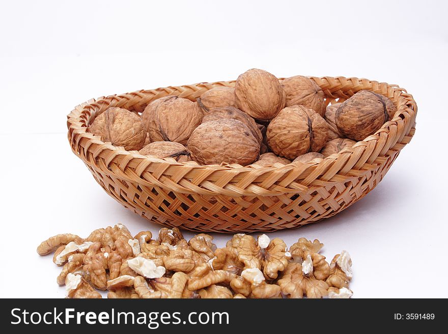 Walnuts on the neutral background