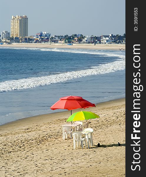 Parasol on a tropical beach