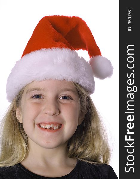 Shot of a Child in a Santa hat