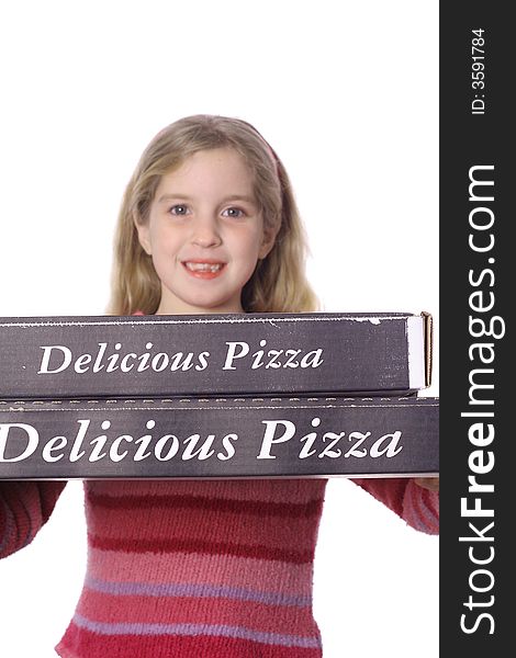 Shot of a child with Pizzas. Shot of a child with Pizzas