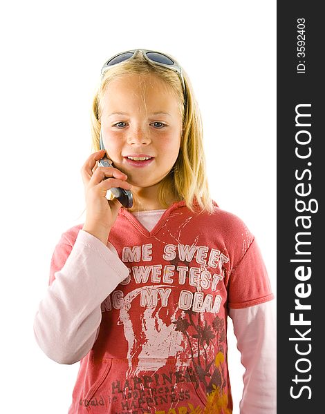 Young girl on the phone smiling / laughing