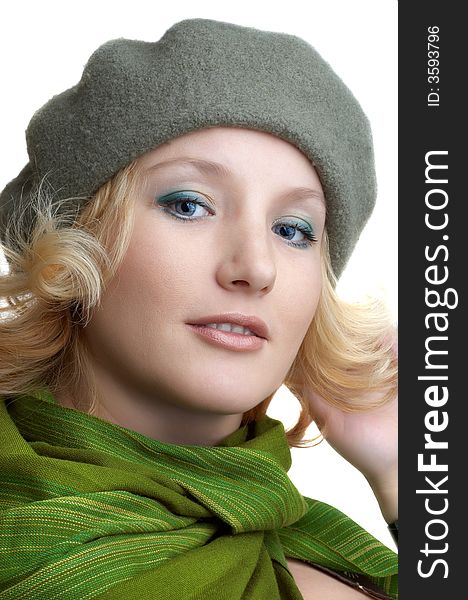 Cute blond with green scarf