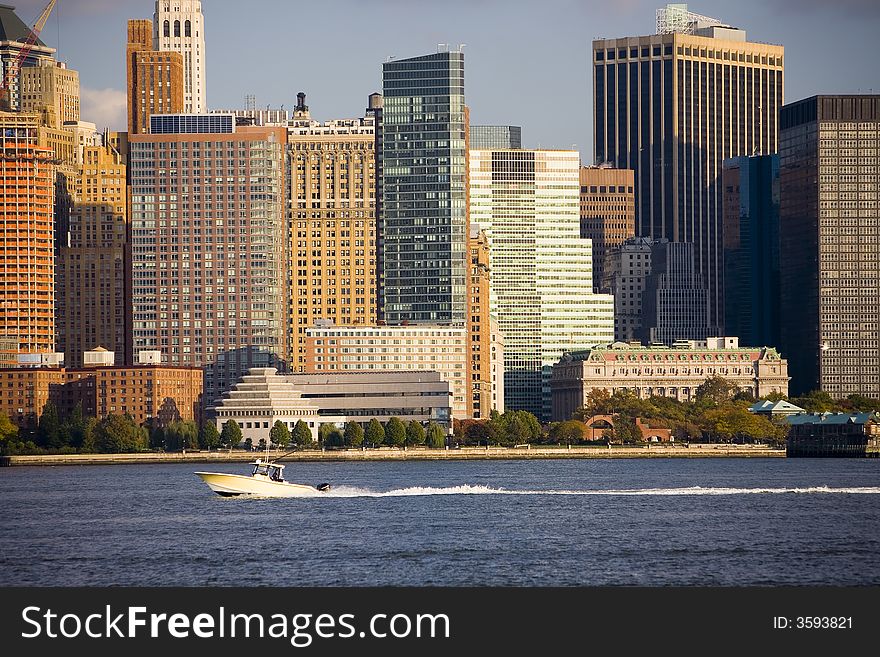 A picture of the Manhattan skyline taken from Liberty State Park NJ