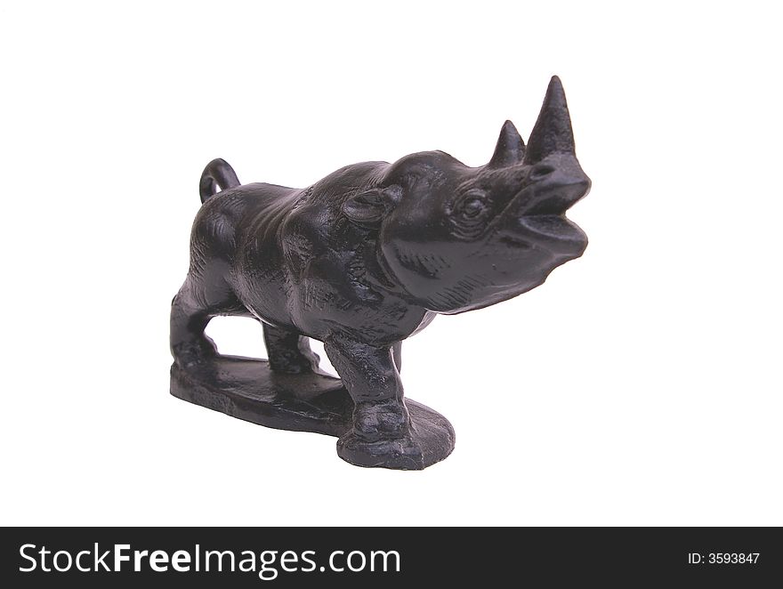 Wax sculpture of a black Rhinocerus facing the right. Wax sculpture of a black Rhinocerus facing the right