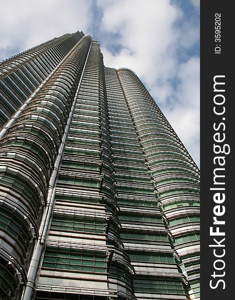 One of Petronas Towers in Kuala Lumpur, Malaysia. One of Petronas Towers in Kuala Lumpur, Malaysia