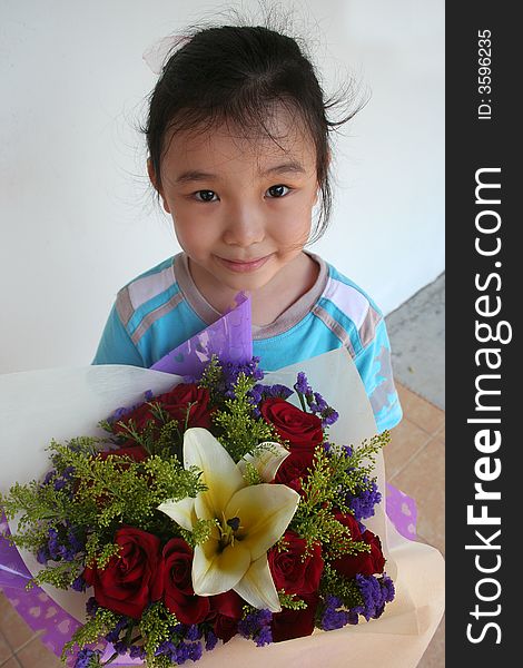 Girl Holding Bouquet