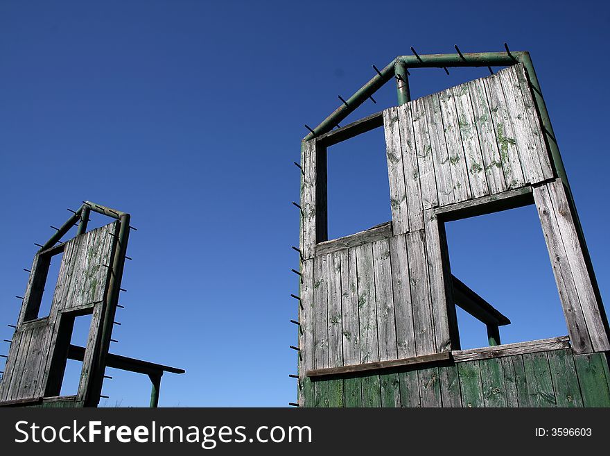 Military training area - a vertical obstacle course. Military training area - a vertical obstacle course