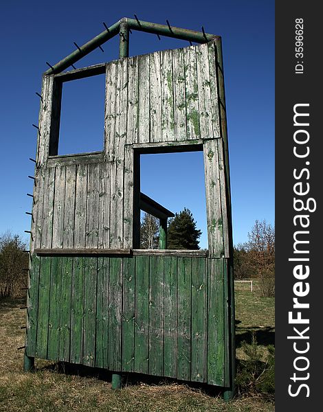 Military training area - a vertical obstacle course. Military training area - a vertical obstacle course