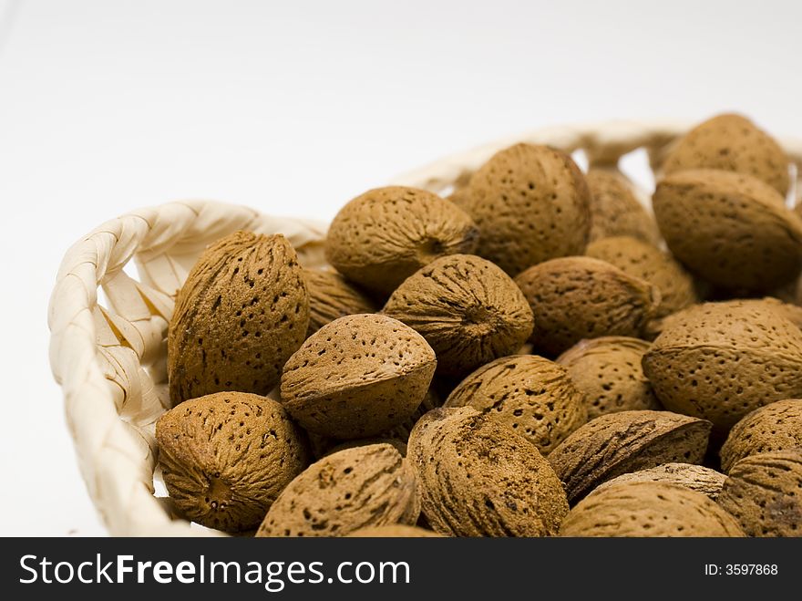 A basket full of almonds