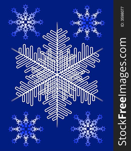 Illustration of five different snowflakes