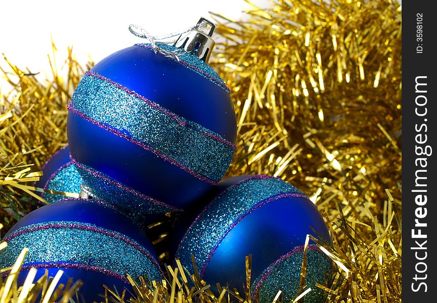 Christmas blue ornaments and g