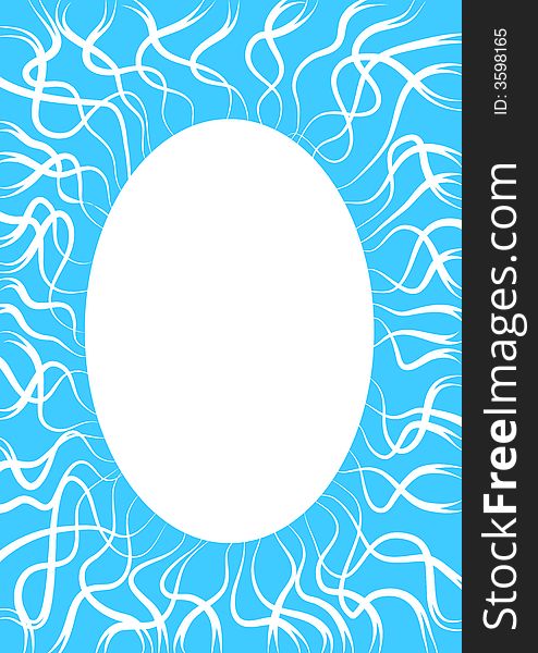 Lightblue frame with a white oval and white curved radiancies around. Lightblue frame with a white oval and white curved radiancies around