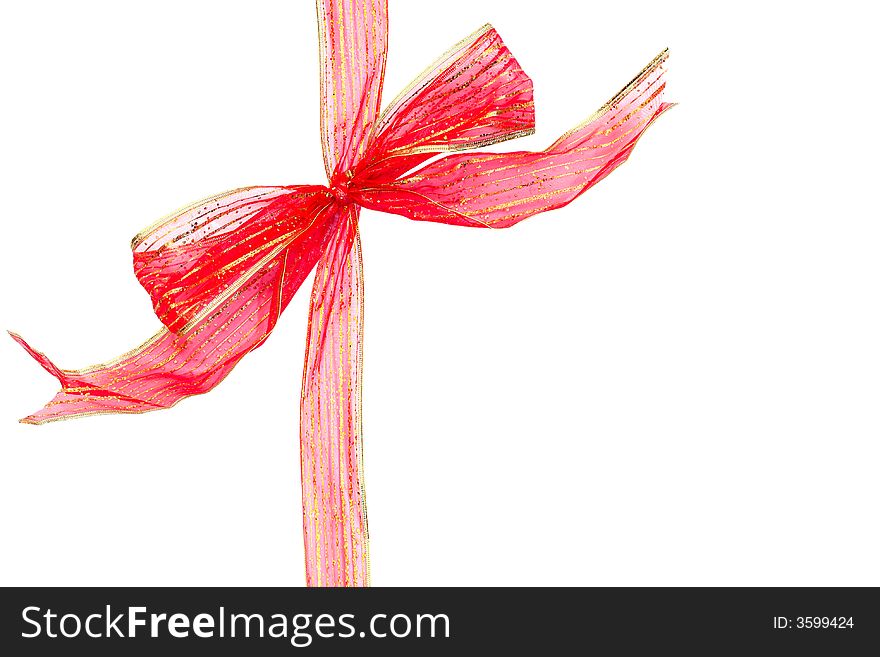 Red and gold ribbon isolated on white