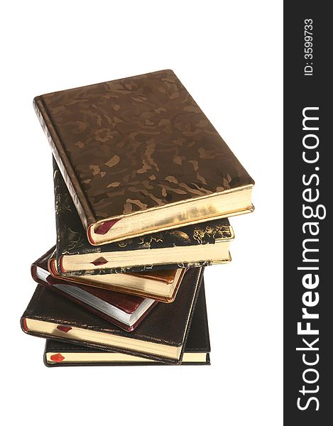 Pile of dear books on a white background