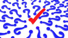 Red Check Blue Question Marks Solution Stock Photo
