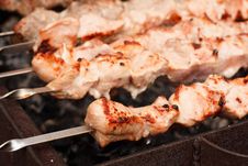Juicy Slices Of Meat With Sauce Prepare On Fire &x28;shish Kebab&x29; Royalty Free Stock Photo Juicy Slices Of Meat With Sauce Prepare On Fire &x28;shish Kebab&x29; Royalty Free Stock Photo