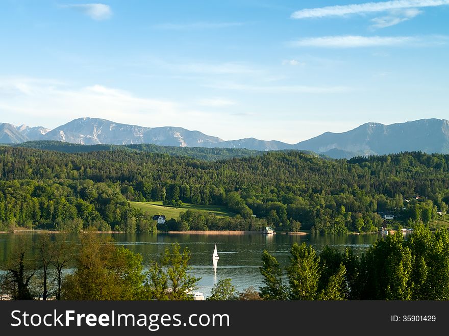 View of the mountain lake in Austria