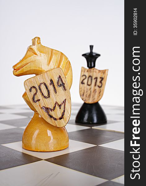 New Year chess abstract concept. Knight as a symbol 2014 year. New Year chess abstract concept. Knight as a symbol 2014 year