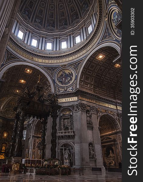 The altar with Bernini's baldachin and dome