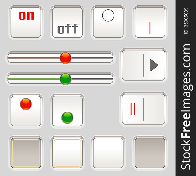 Set of sliders and buttons for user interface. Set of sliders and buttons for user interface