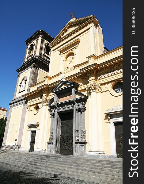 The historic baroque cathedral of piano di sorrento in italy. The historic baroque cathedral of piano di sorrento in italy