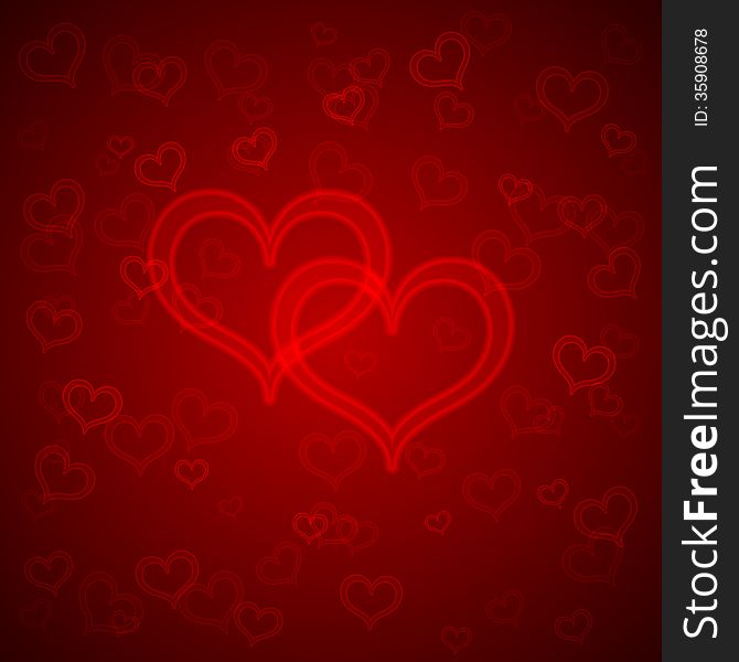 Vector Abstract Red Background With Hearts