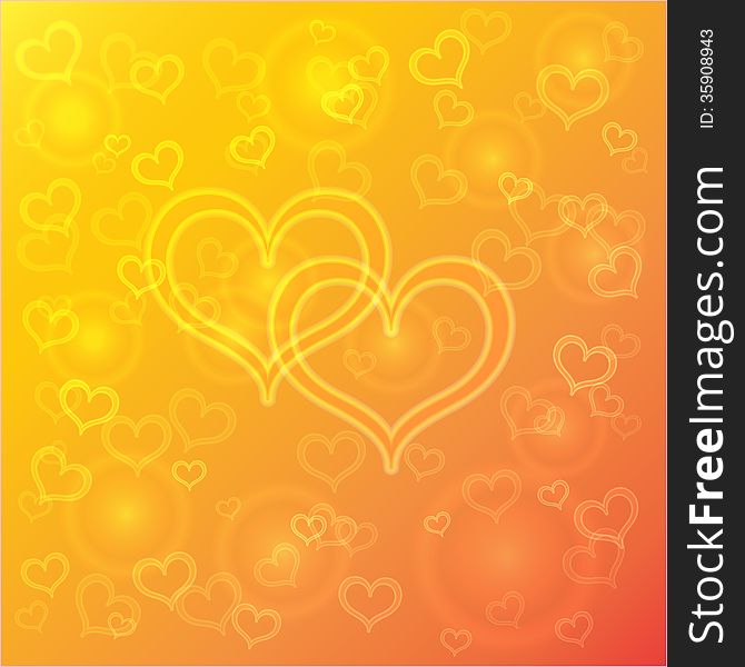 Vector Abstract Orange Background With Hearts