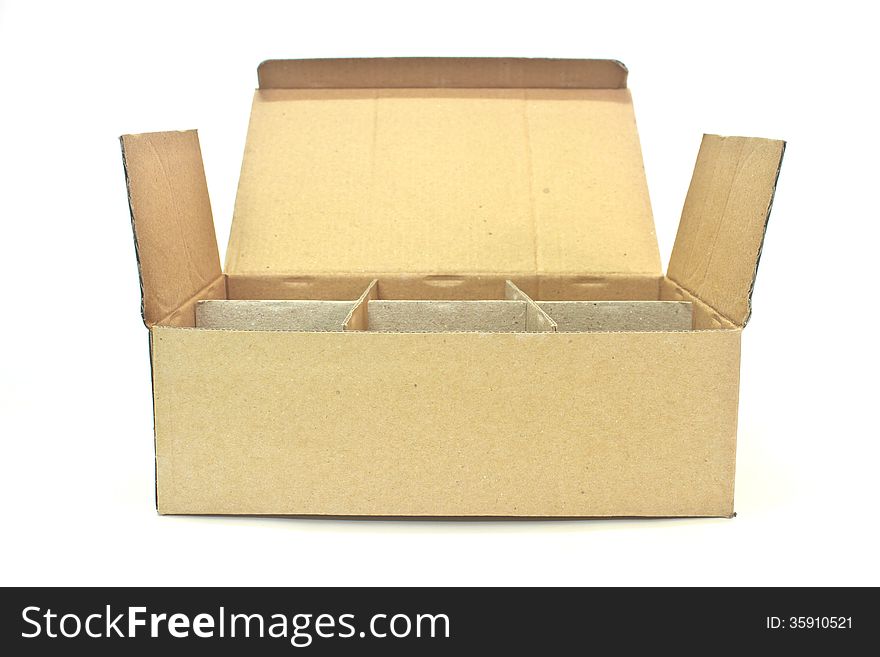 Cardboard box for insert bottles on background