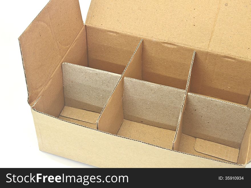 Cardboard box for insert bottles on background