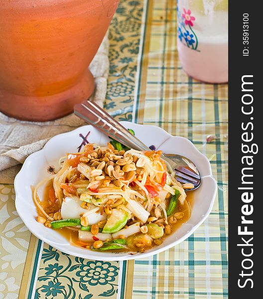 Papaya salad,Thai famous menu.