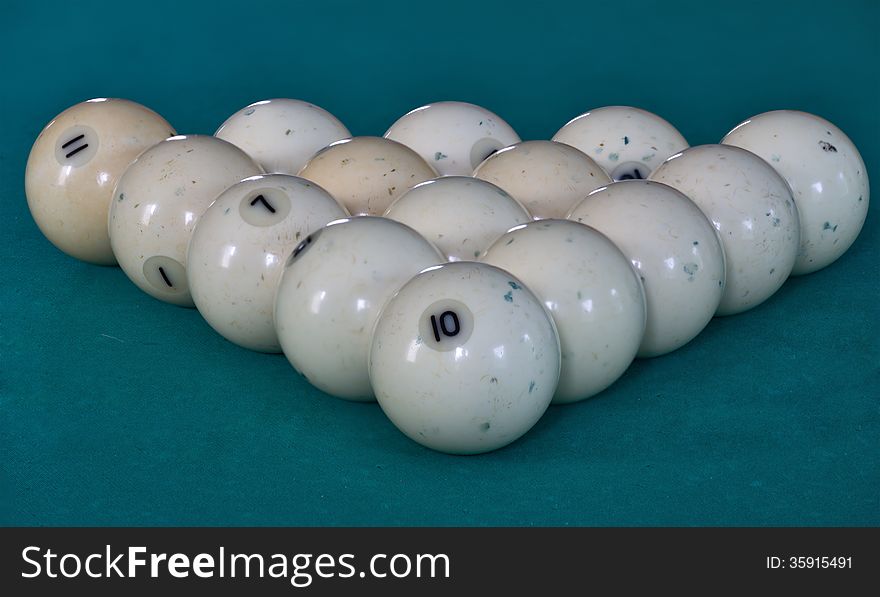 White Balls Forf Russian Billiards On Green