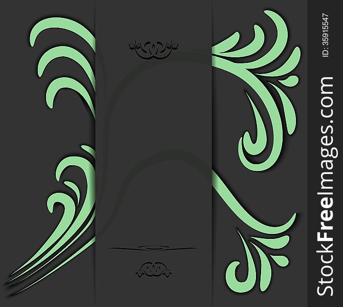 Abstract dark background with green accents. Vector illustration.