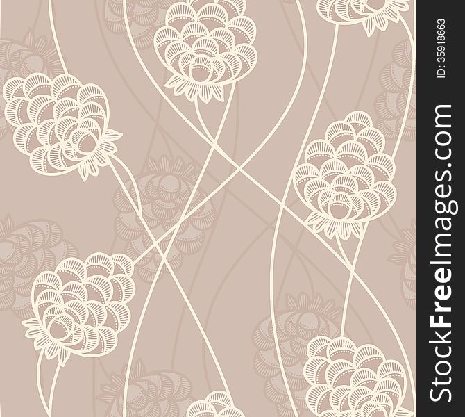 Seamless vector pattern with flowers in vintage style. Seamless vector pattern with flowers in vintage style