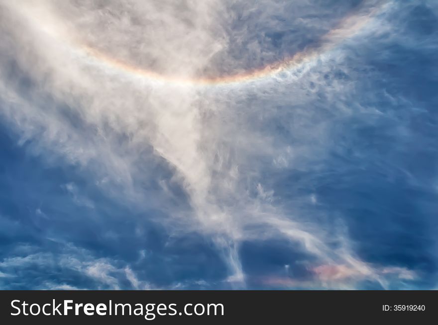 Circular rainbow around the sun in Crimea, Ukraine