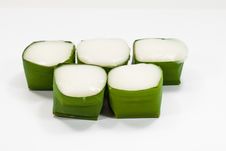 Thai Dessert Sweet Coconut Milk On Banana Leaf &x28;Kanom Tako&x29; Royalty Free Stock Images