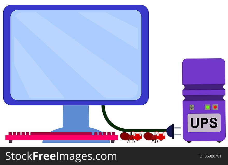 A humorous illustration of ants about to plug in to a power supply