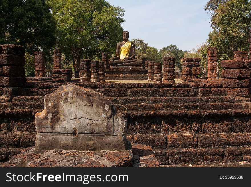 Ancient Buddha images in temple , Kamphaeng Phet. Ancient Buddha images in temple , Kamphaeng Phet