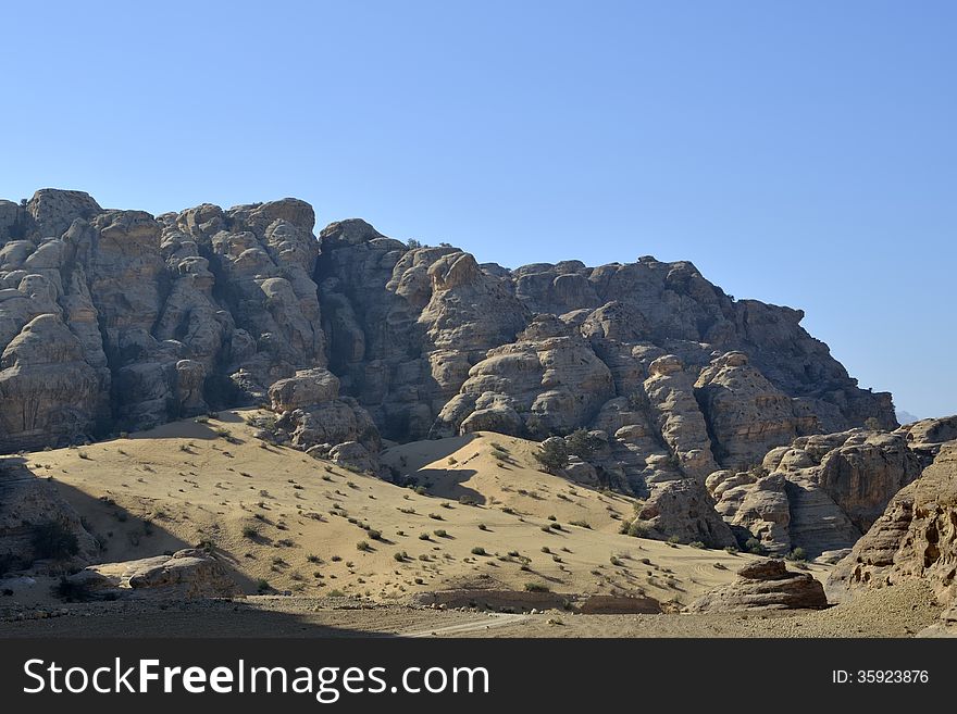 Desert landscape in National park Little Petra, Jordan. Desert landscape in National park Little Petra, Jordan.