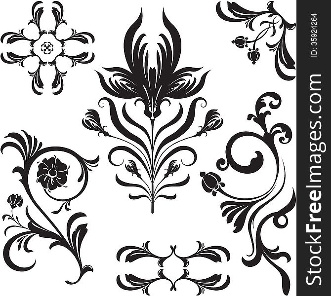 Set of Flowers Ornament Design