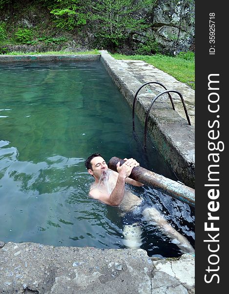 Man Bathed In Warm Spring In Borjomi